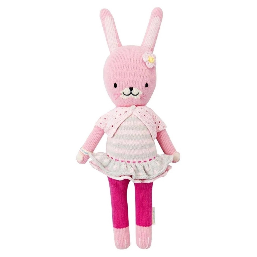 Cuddle + Kind Chloe the bunny knit cardigan 13” cardigan daisy stuffed animal